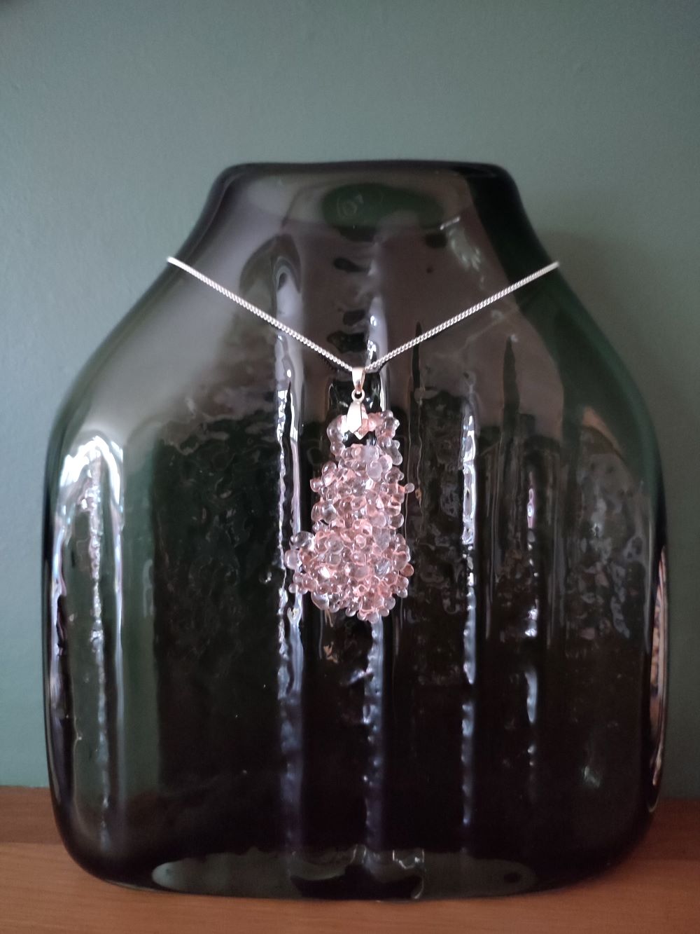 Pink Glass pendant and chain